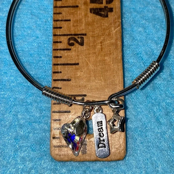 Charm bracelet Silver tone Dream charm Star charm and Crystal Heart charm NEW - Picture 8 of 9